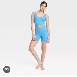 Colsie Blue Ribbed Biker Shorts